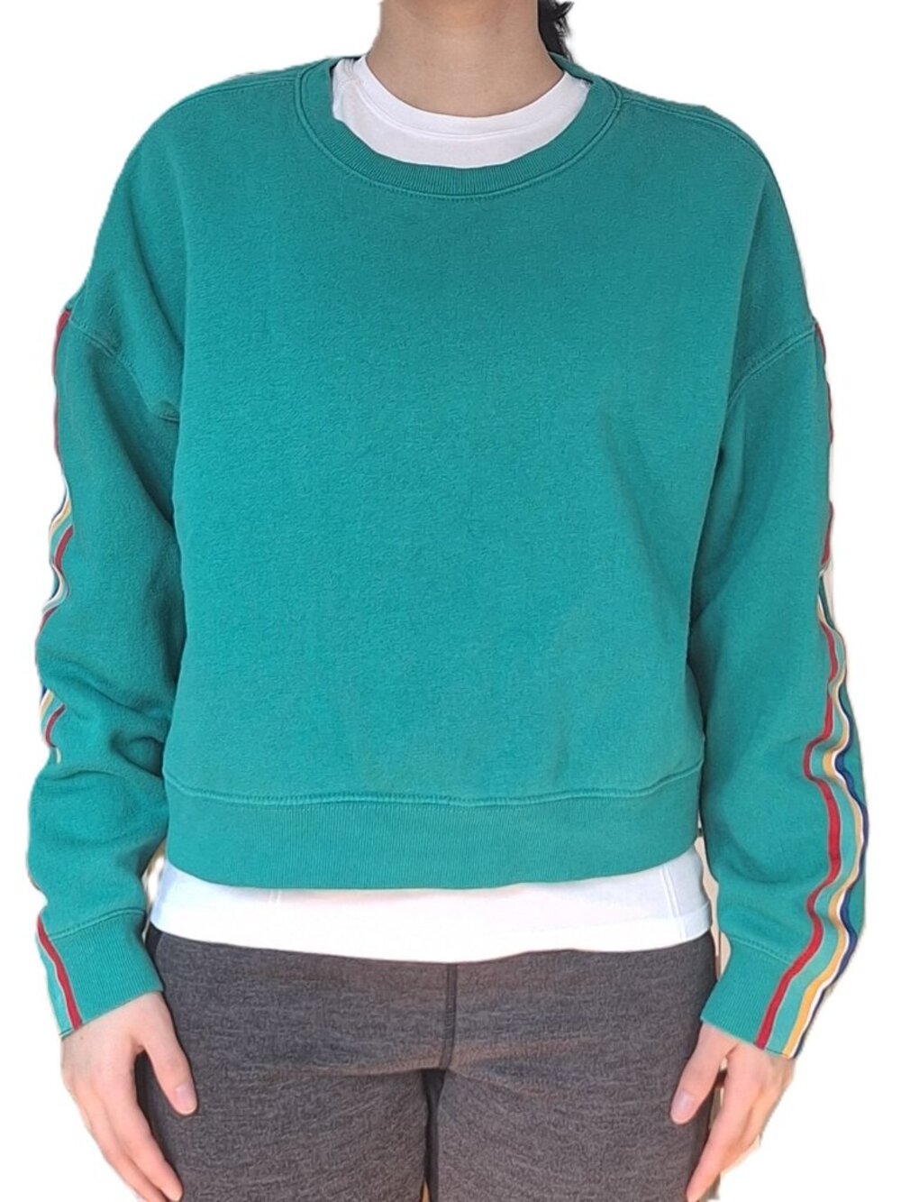 Forever 21 Teal Striped Never Look Back Sweatshirt